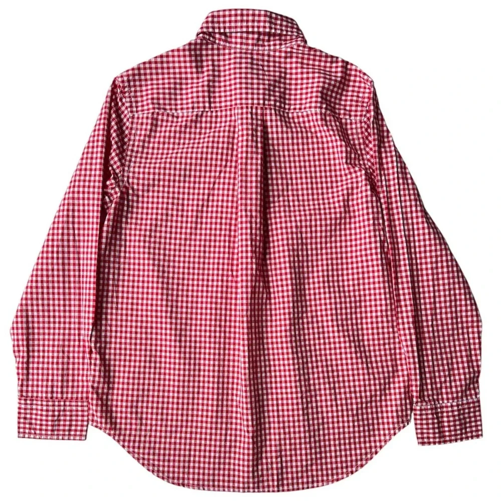 Ralph Lauren Shirt Boy M 10/12 Gingham Plaid Check Red White Blue Pony Button LS